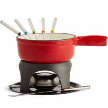 Service à fondue en fonte Holland Cookware avec fourchette et brûleur